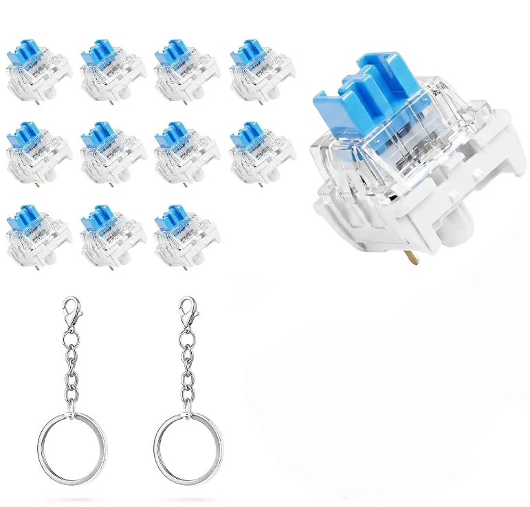 50 Stück Tastatur-Klicker für 3D-Druck, staubdicht, 3-Pin blaue mechanische Tastaturschalter für 3D-gedruckte Clicker-Fidgets