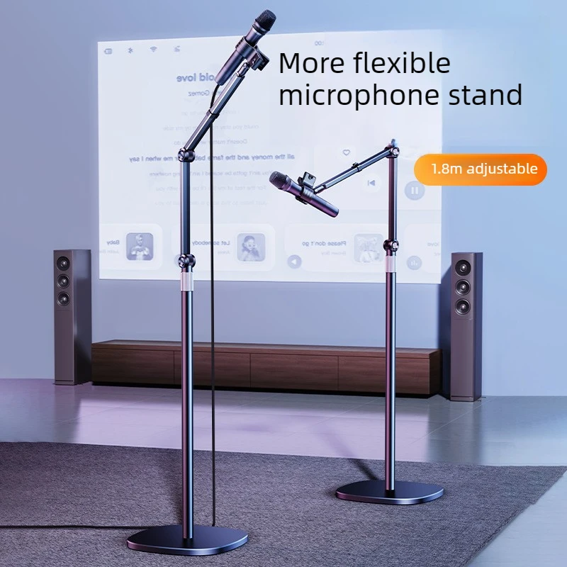 Adjustable Floor Stand for Hair Dryer Microphone with 360° Rotation, Carbon Steel Tube Support for Salon Studio Equipment