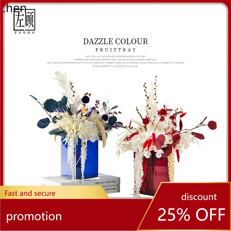 YFY Artificial Floral  Acrylic Vase Ins Style Bouquet Dried Flower  Model Room Negotiation Dining Table Flower Arrangement