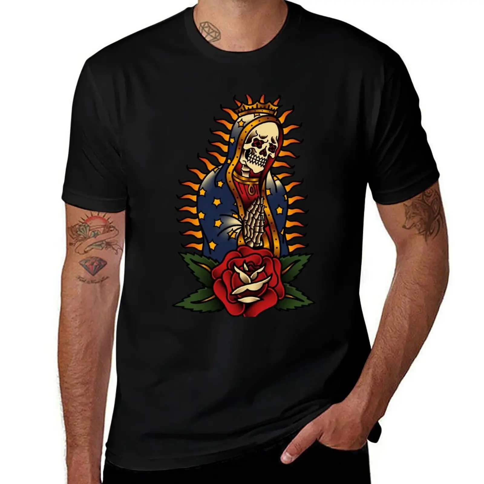 

Salty-Dog Santa Muerte T-Shirt Basic Simple Casual Short Sleeve Tee