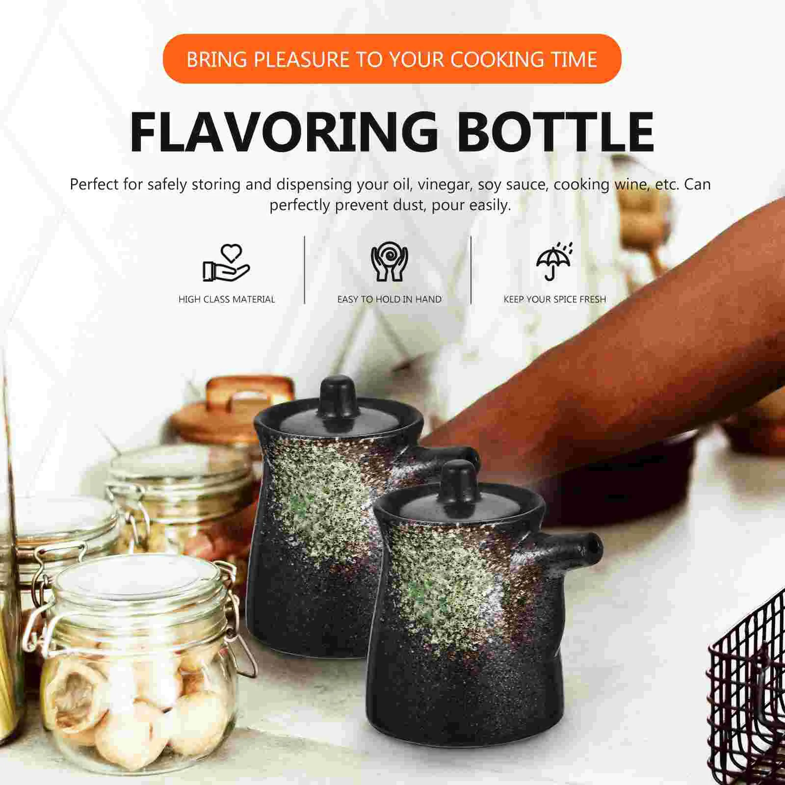 Soy Sauce Pot Vinegar Decorative Dispenser Air Fryers Seasoning Bottle Conditioner Condiment Lidded Container Pottery Jar