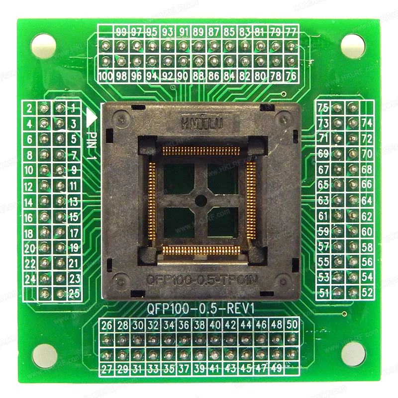 Test Programming Socket QFP100-0.5-REV1 Adapter Spacing 0.5mm with PCB