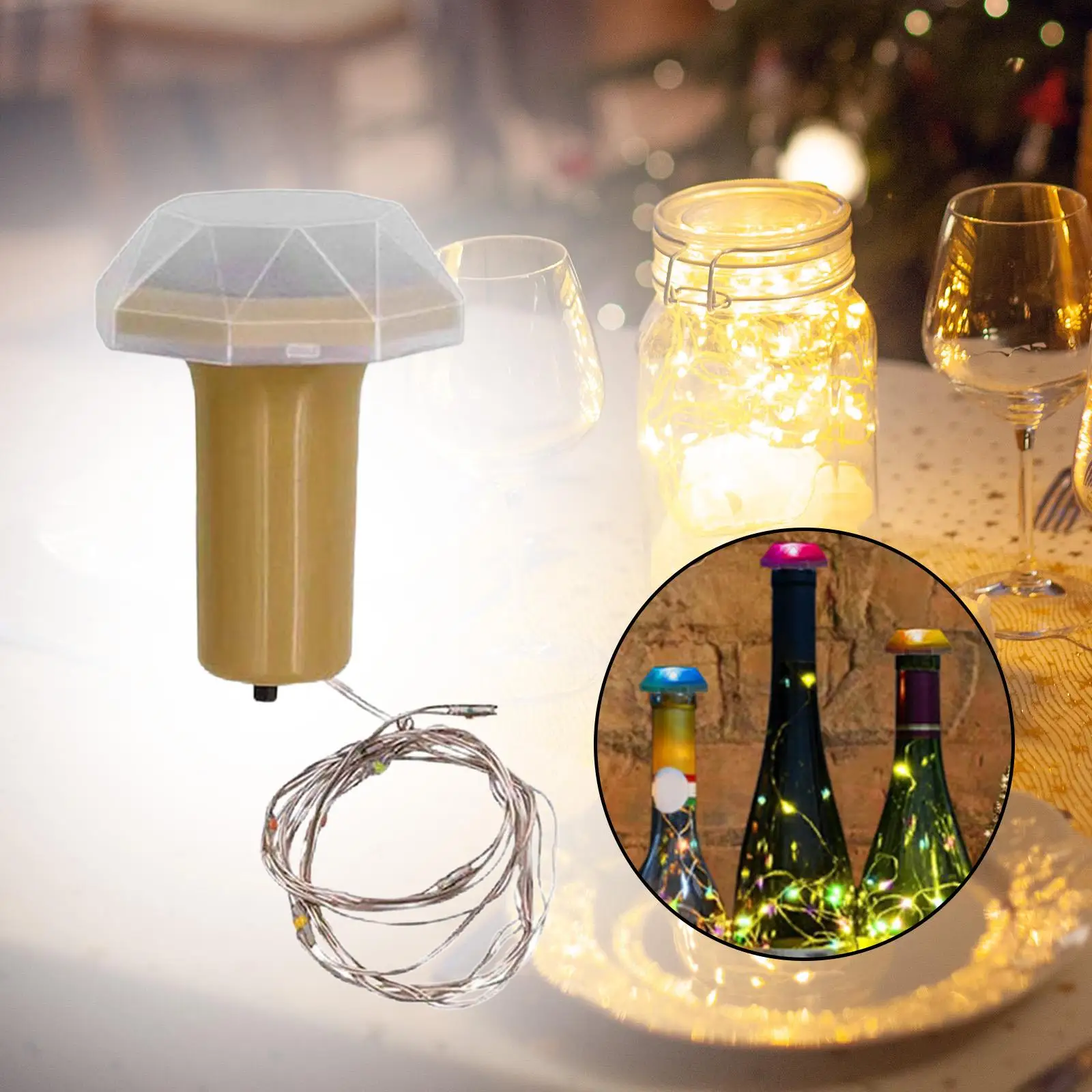 

Wine Bottle Corks Lights Mini String Lamp 8 LEDs Seven Colors Changing Copper