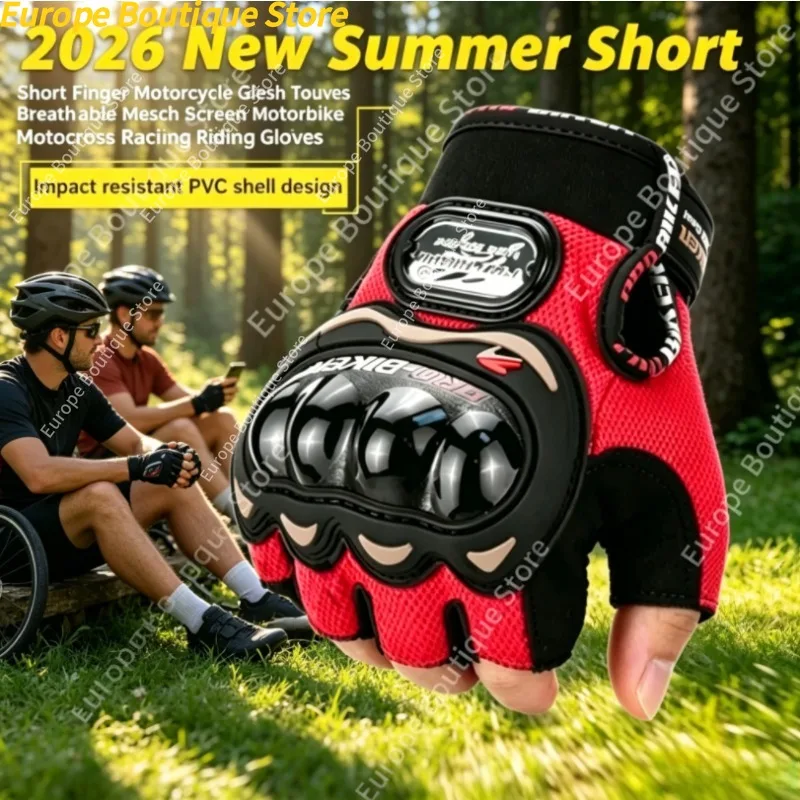 Touch Screen Breathable Summer Half Finger Mesh Motorcycle Gloves For Motorbike Motocross Racing Riding