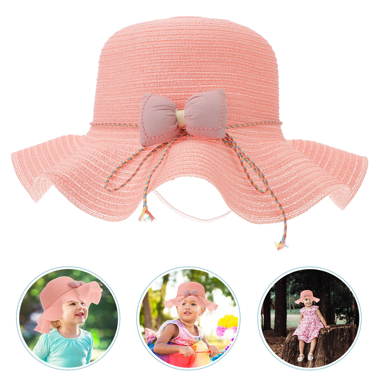 

Childrens Sun Hat Uv Protection Girls Straw Cap Lightweight Breathable Summer Beach Hats for Kids Outdoor Fun Girls Straw Hat