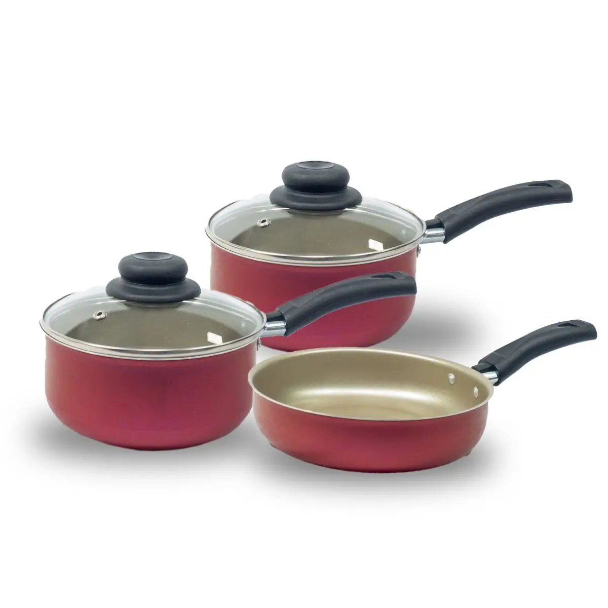 3 Pcs Colorful Premium Non-stick Cookware Kit with Frying Pan