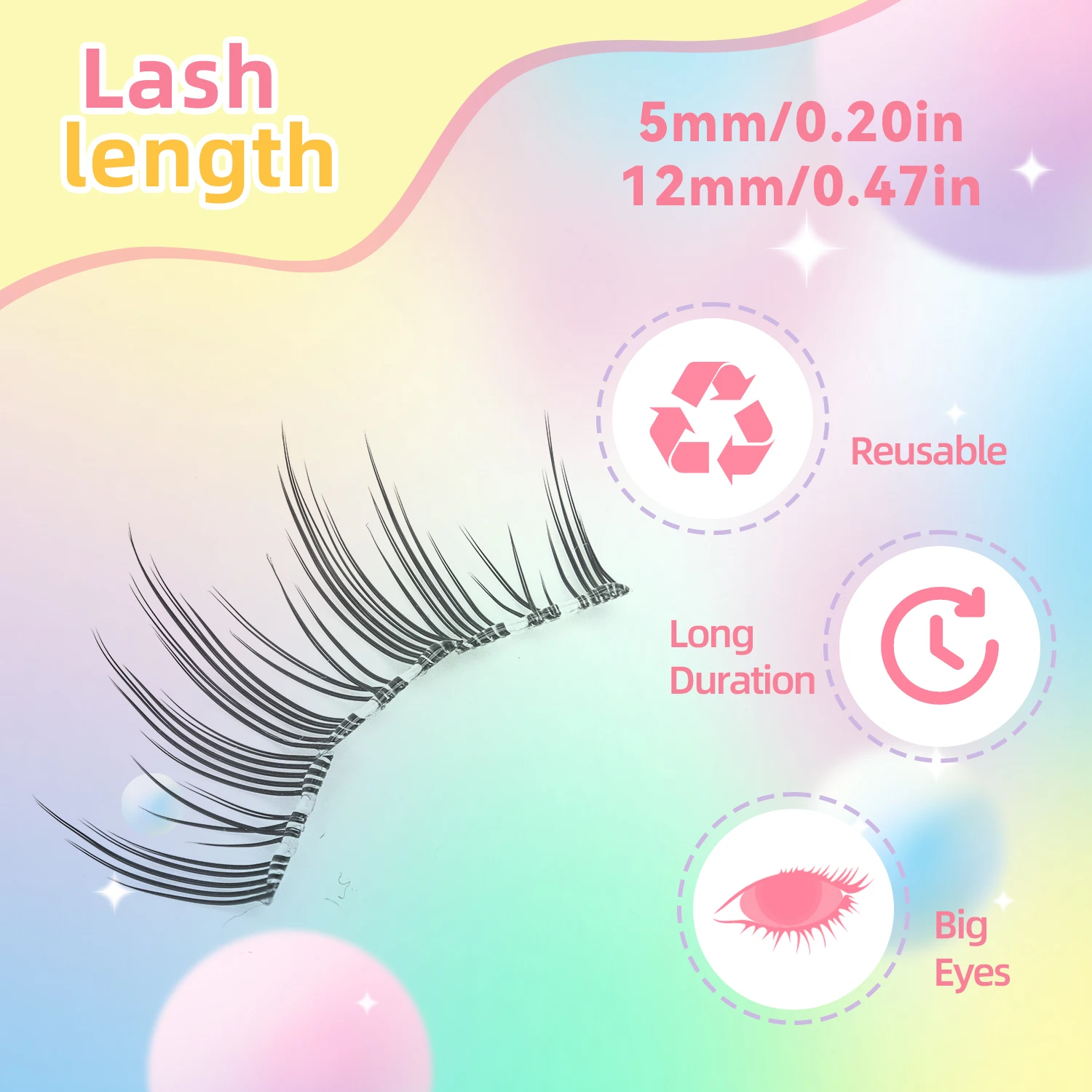 Pestañas autoadhesivas con forma de oreja de gato, 90 grupos, puro deseo, espíritu de gato, sin pegamento, aspecto Natural