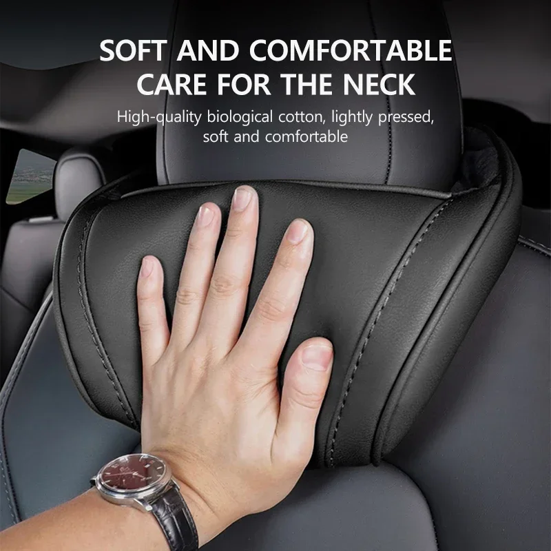ل تسلا نموذج Y 3 X S سيارة الرقبة الوسائد كلا الجانبين 2 قطعة مسند الرأس الجلدية وسادة السيارات مقعد الرقبة الراحة رئيس وسادة داعمة
