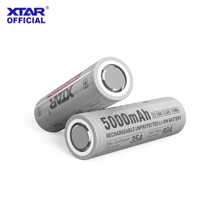 XTAR 4/8PCS 3.6V 21700HP 5000mAh RAW Rechargeable Li-ion Battery (Without Protection Circuit Board)  35A Discharge  300+ Cycle