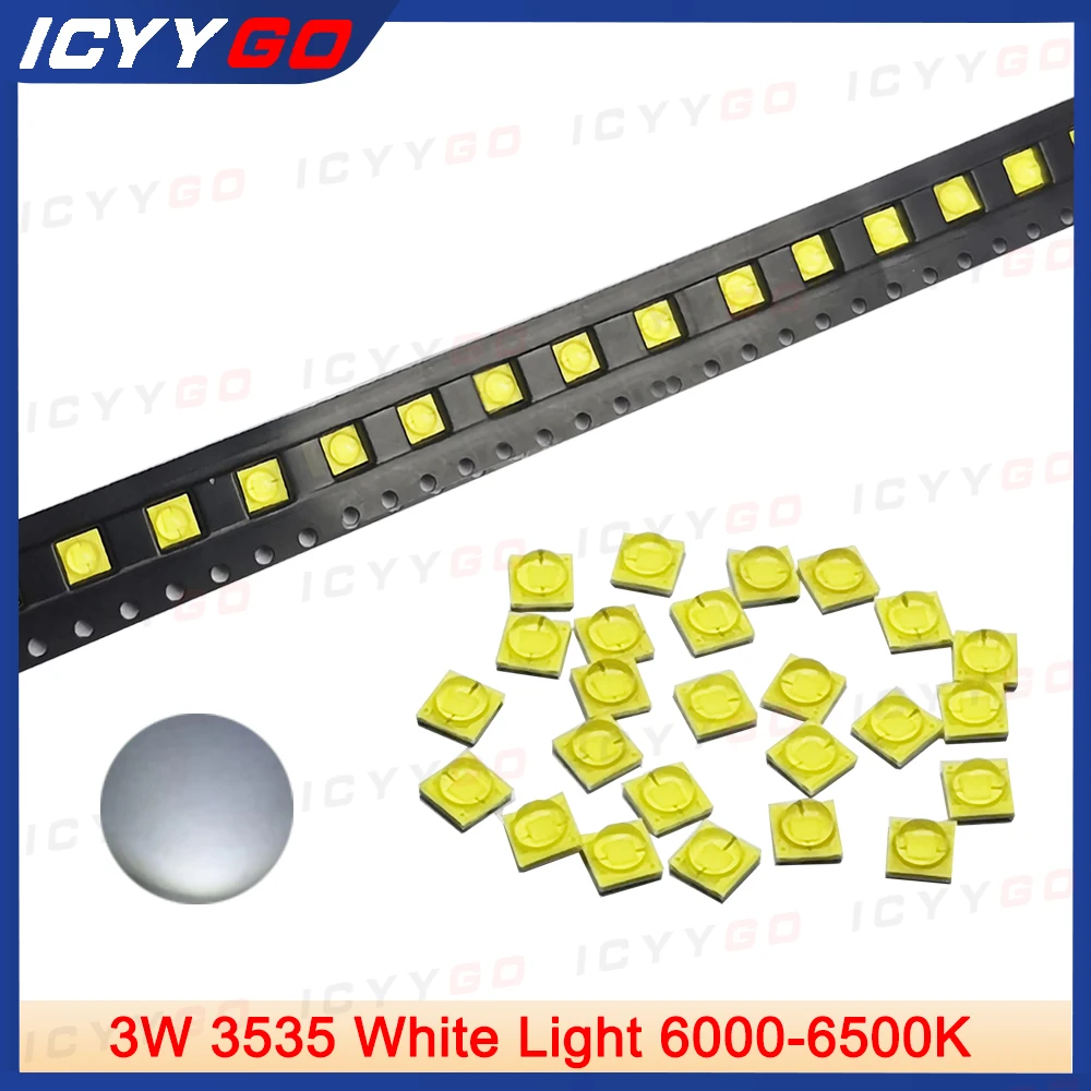 10 sztuk LED 3W 3535 Białe światło 6000-7000K 45mil Chip Wysoka jasność Wysoka moc LED Koraliki do lampy Ceramiczne koraliki do lampy