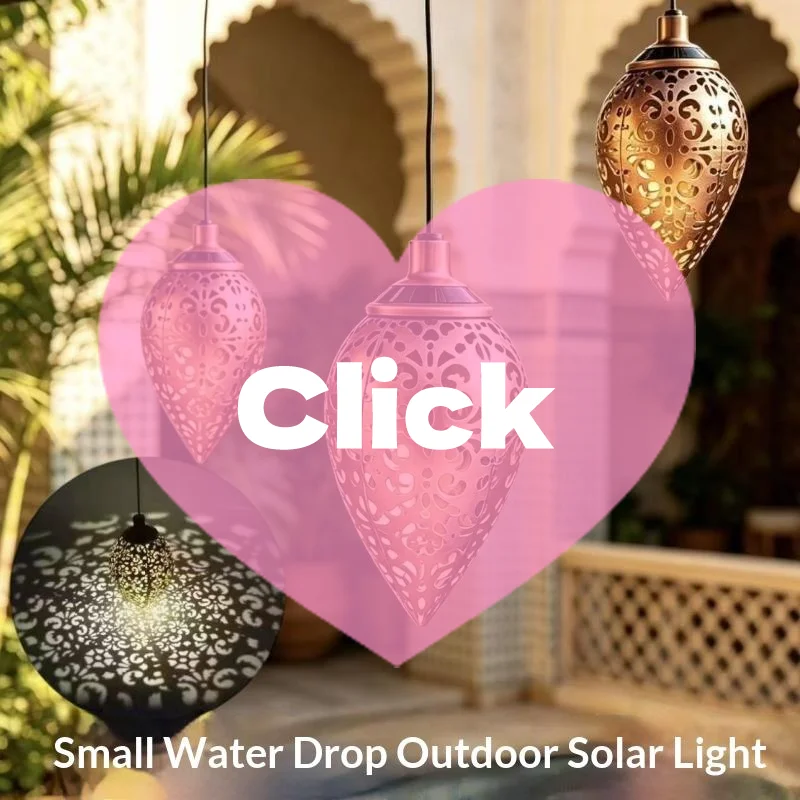 1Pcs Waterproof Hollowed-out Design Water Drop Shaped Outdoor Solar Projection Light For Garden Patio Stair Landscape Balcony