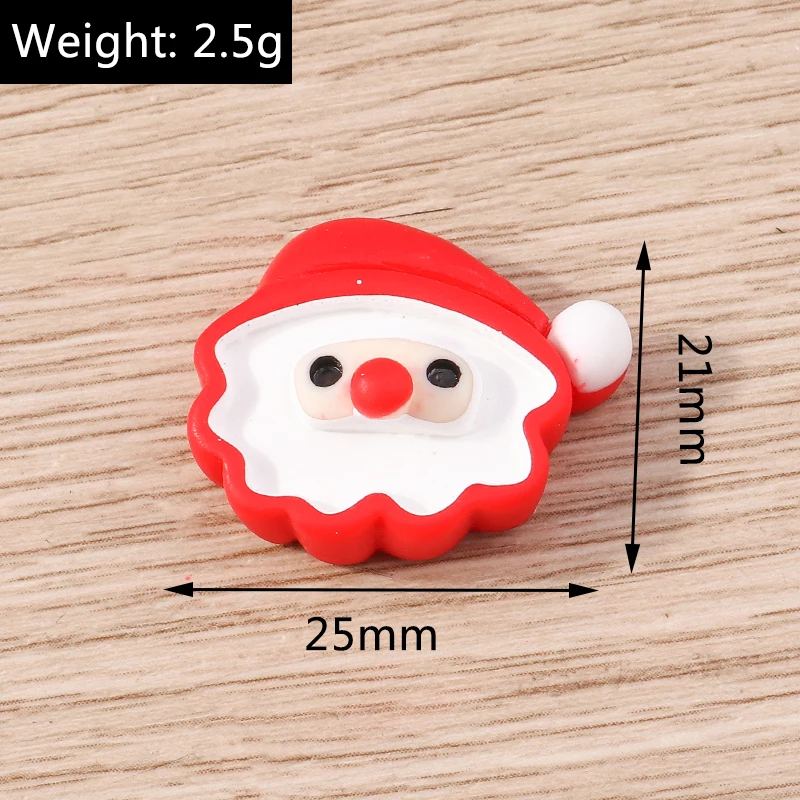 Tusember 10 Stück Niedliche Weihnachts-Dekorationen: Weihnachtsmann, Elch, Schneemann, Flache Harz-Cabochons für DIY Scrapbooking, Haarspangen und Broschen – Detail 24