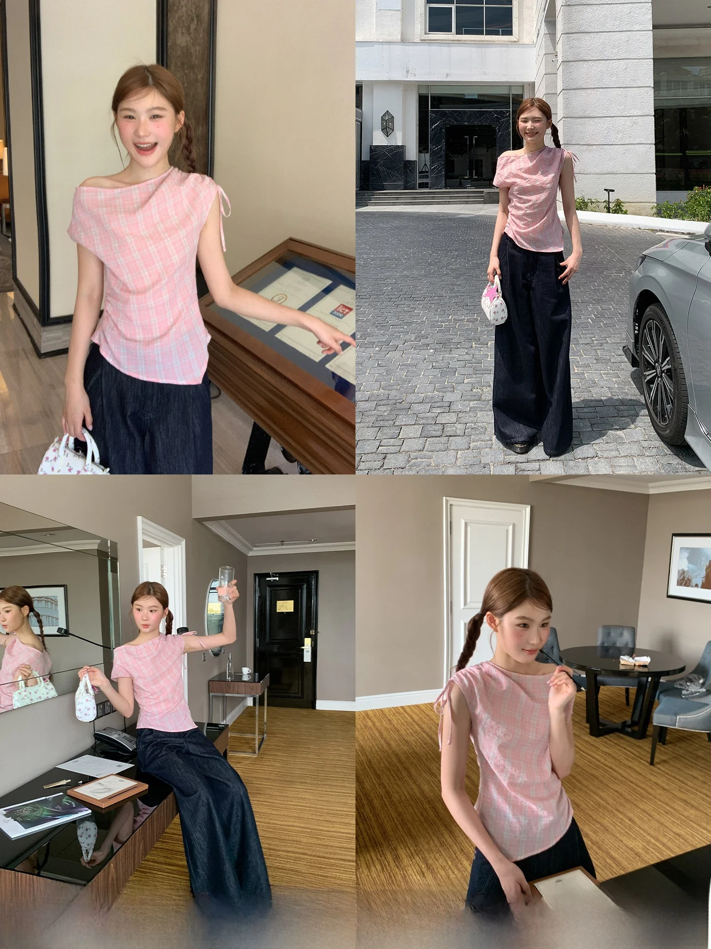 

Уникальная асимметричная женская рубашка с воротником на завязках: летняя модная новинка, приталенный хлопковый топ, стильная блузка