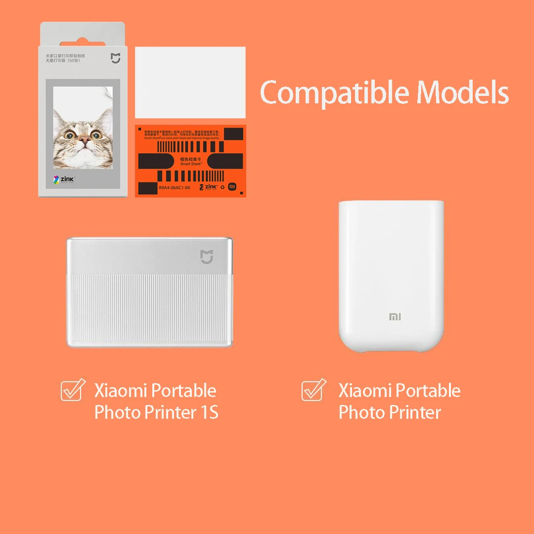 Xiaomi Portable Dye-Sublimation Photo Paper/Stickers 50 Sheets Original zink Mijia Pocket Printer Self-adhesive Photo Paper