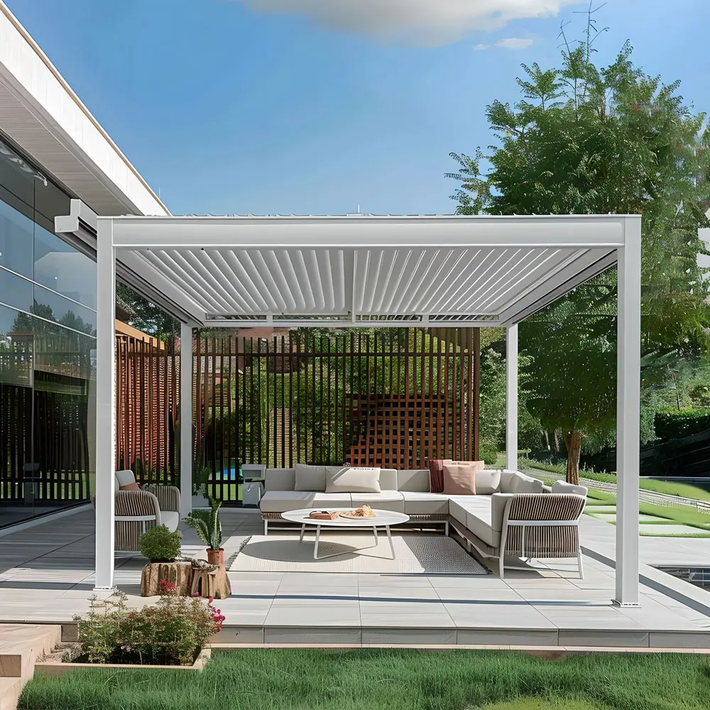 

High Quality Custom Backyard Garden Outdoors Windproof Waterproof Motorized Or Manual Retractable Aluminium Pergola