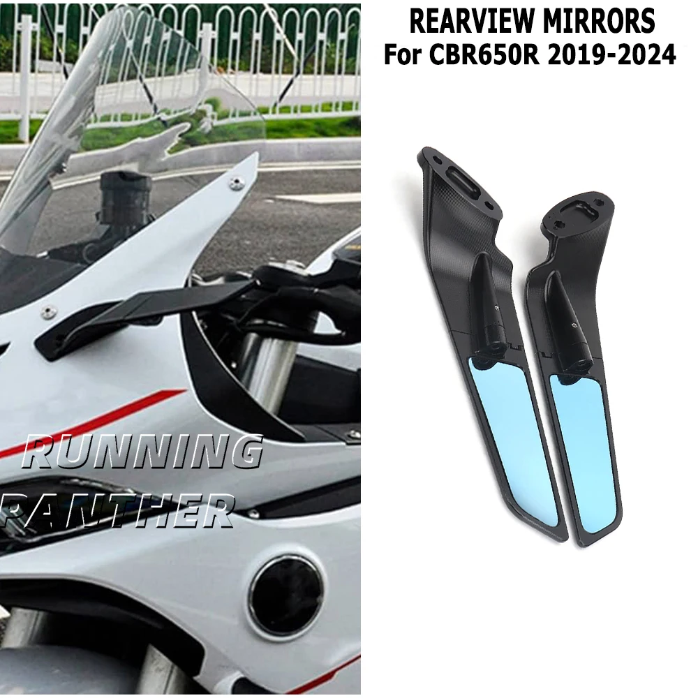 

para moto Honda CBR 650R CBR 650 R CBR650R 2019-2024 akcesoria motocyklowe lusterko skrzydło wiatrowe regulowane obrotowe lusterko wsteczne czarne