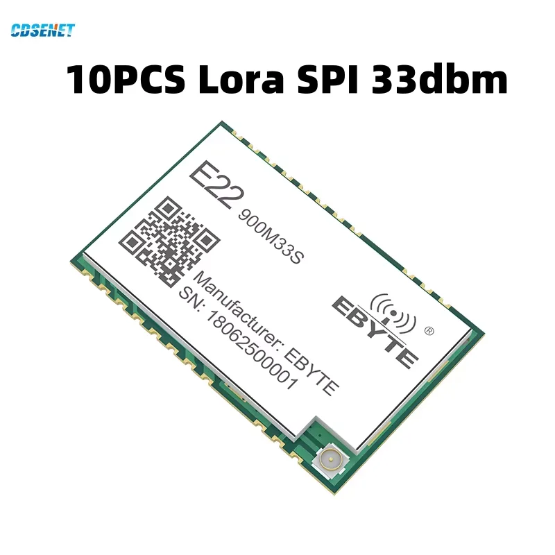 

10P 868MHz 915MHz SX1262 Lora SPI Wireless Module TCXO CDSENET E22-900M33S 2W Long Distance 16km PA LNA Low Power RF Transceiver