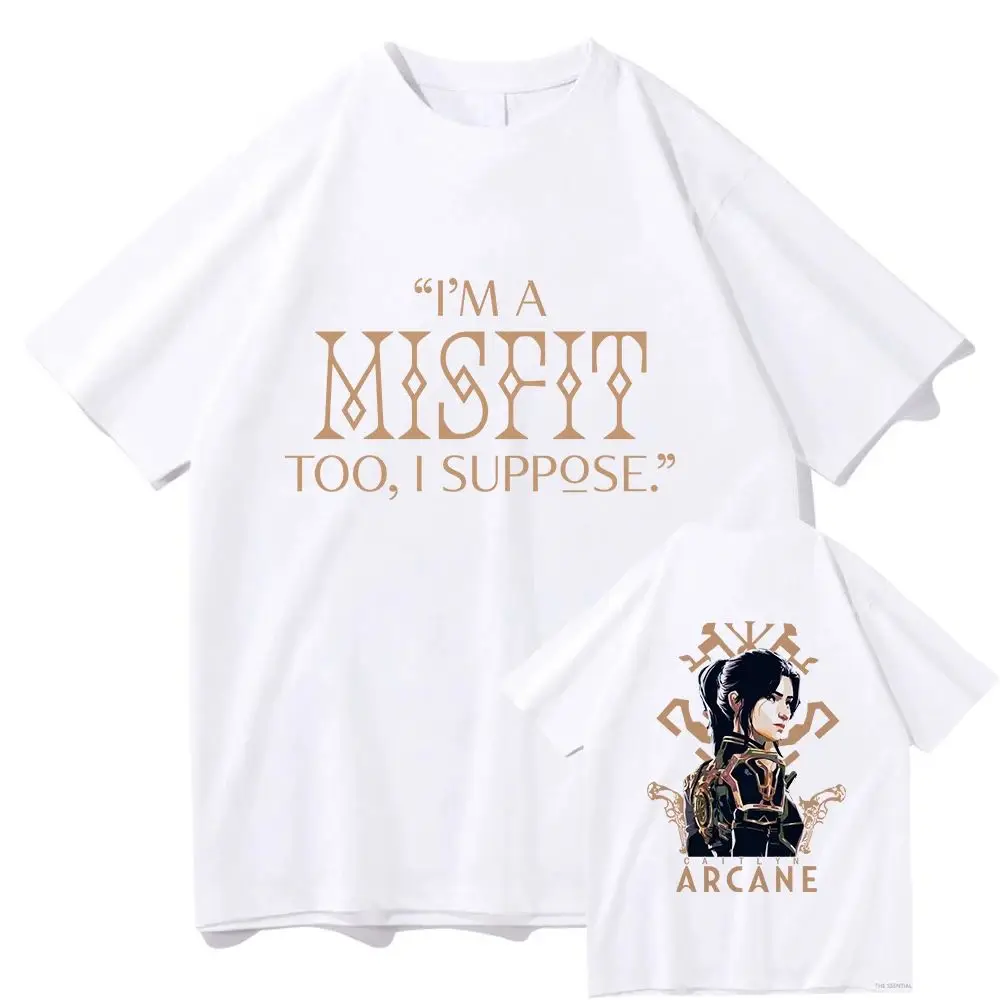 Anime Arcane 2 Ekko Caitlyn T-Shirts Stopwatch & Zero Drive Unisex Harajuku O-Neck Short Sleeve LOL Fans Gift Oversized Top Tees