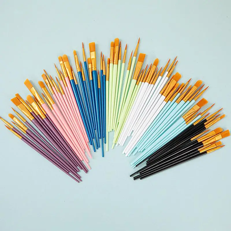 Watercolor Brush Plastic Handle Multipurpose Paint Brushes Soft Durable Tips for Gouache Oil Acrylic Artists School Supplies