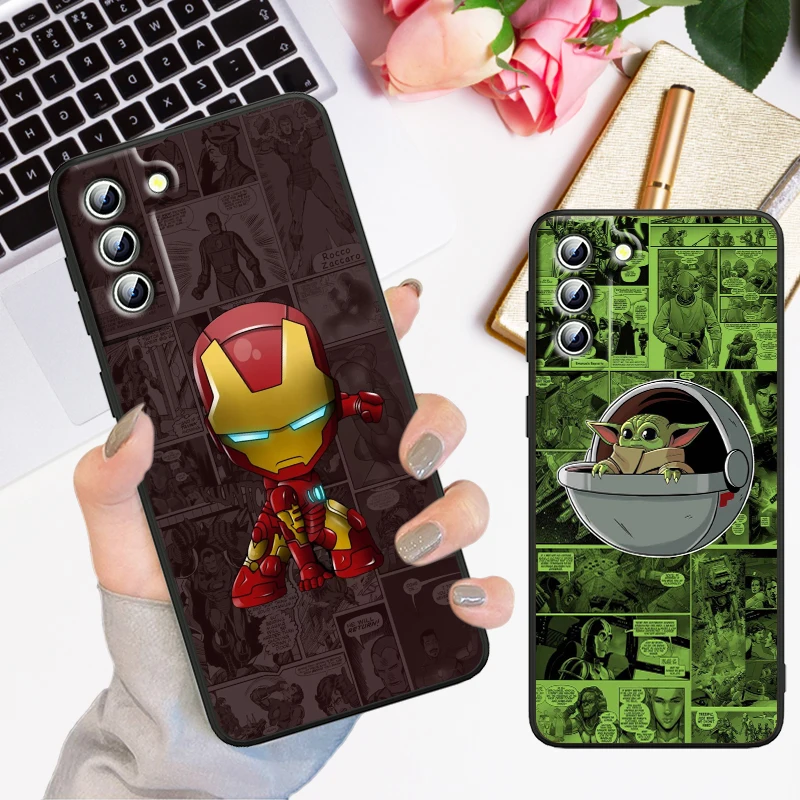 

Marvel Cartoon Superheroes Phone Case For Samsung S23 S22 S21 S20 FE S10 S10e S9 S8 Ultra Plus Lite Black Soft Cover