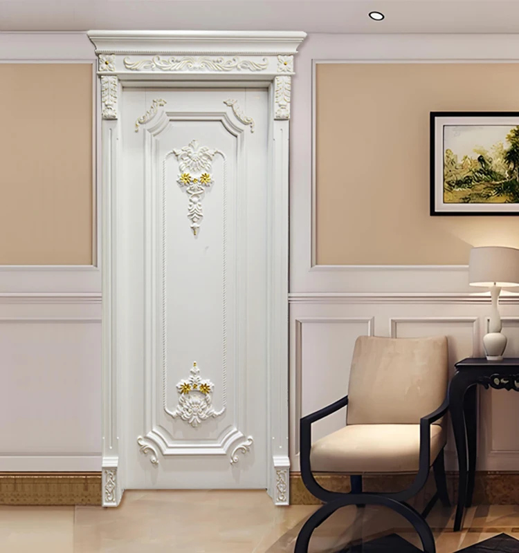 

Nordic Style Solid Wood Bedroom Environmentally Friendly Sound Insulation Solid Wood Carving Door