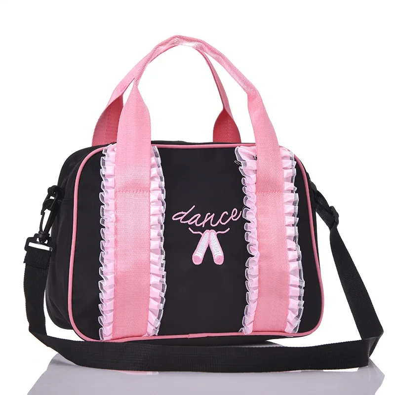 Borsa da ballo personalizzata per bambini per ragazze borsa da Ballerina borsone in pizzo rosa per borsa da balletto con ricamo a tracolla di classe di balletto