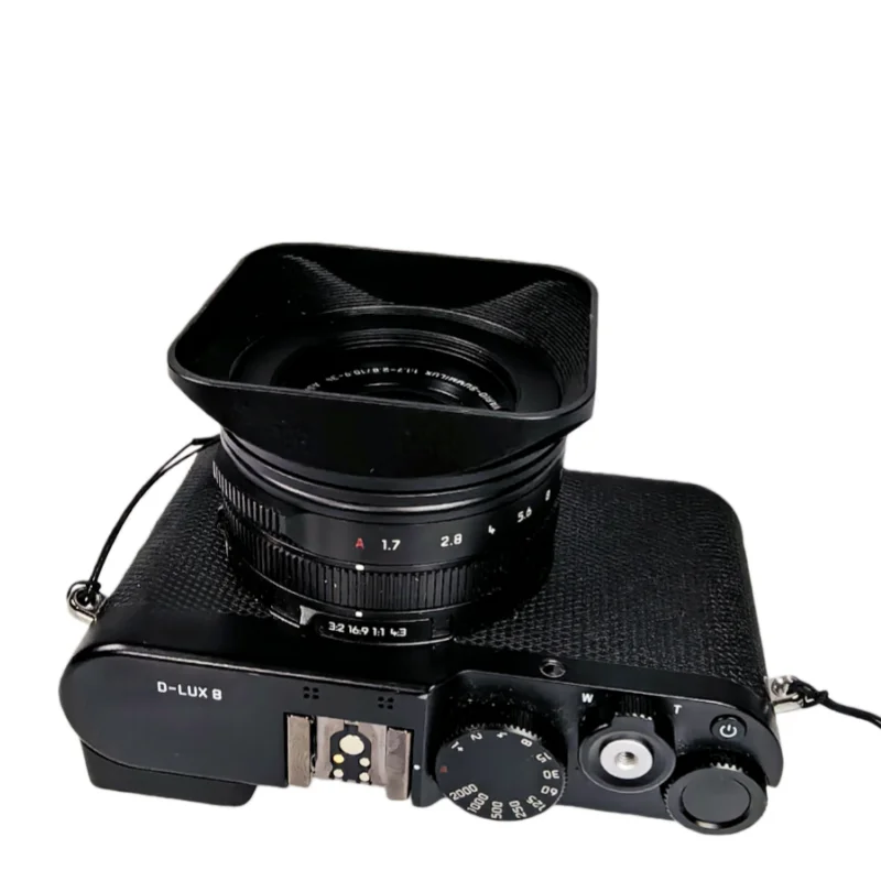 43 mm quadratischer Gegenlichtblende aus Metall mit Schraubbefestigung für Leica D-LUX 8 dlux8 Kamera