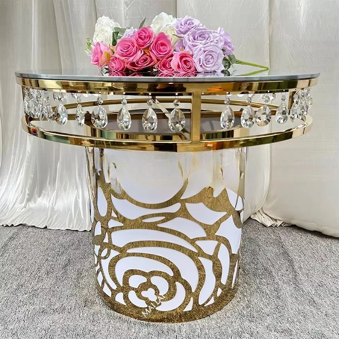 Mirror Crystal Rose Round Cake Table Decoration Dessert Table