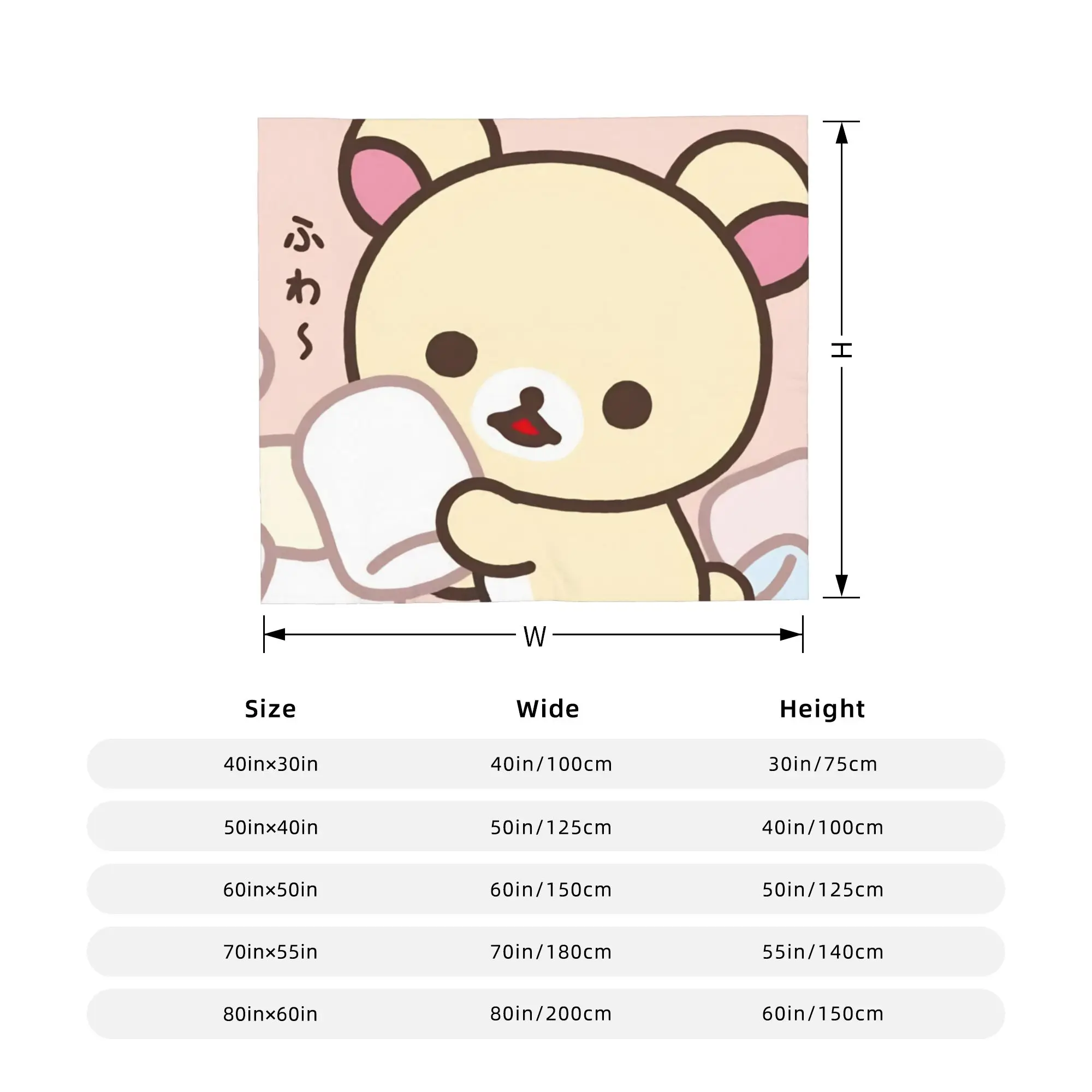 Kawaii Bear Marshmallows Knitted Blankets Flannel Rilakkumas Super Warm Throw Blanket for Home Couch Bed Rug