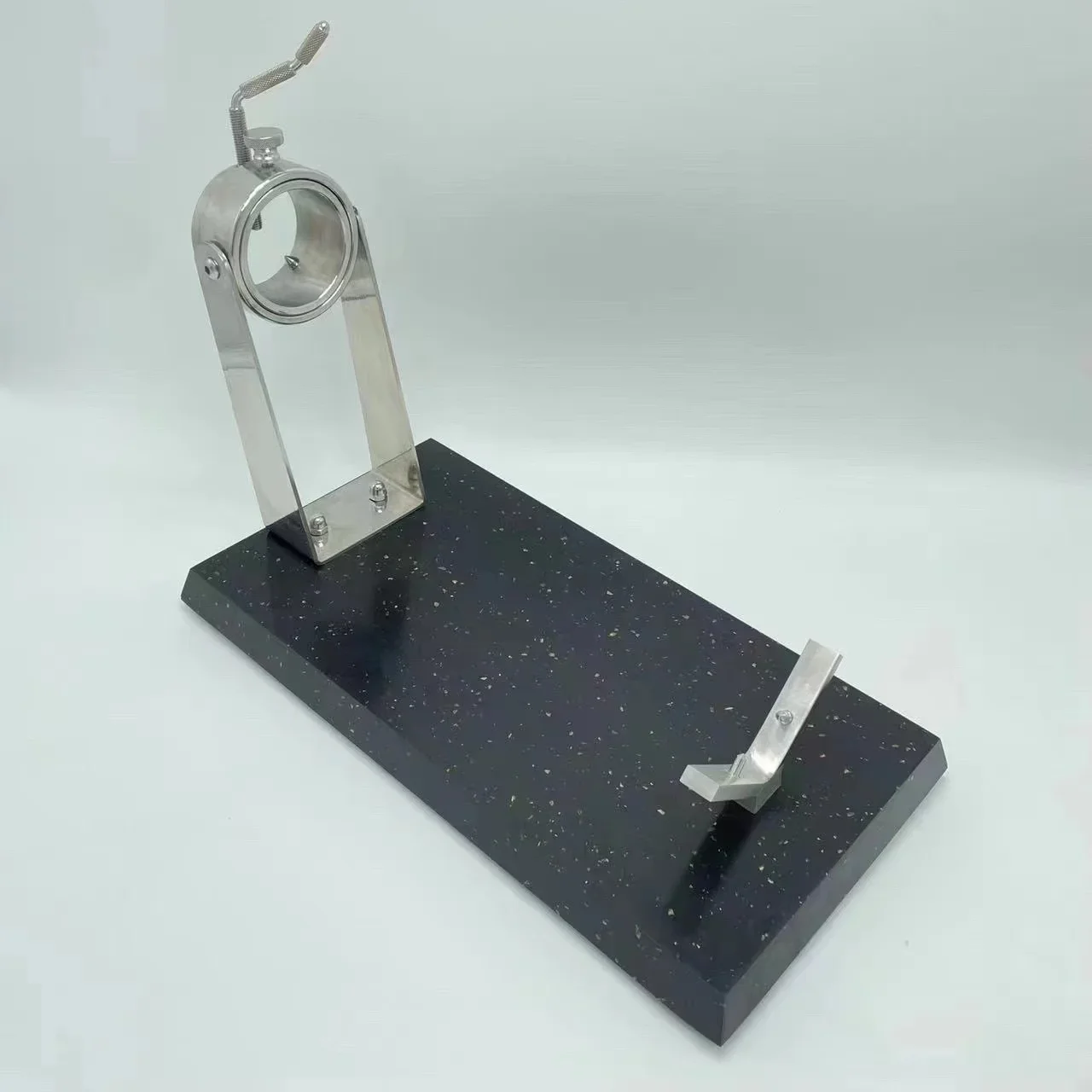 Ham rack, marble base, stainless steel plated stand