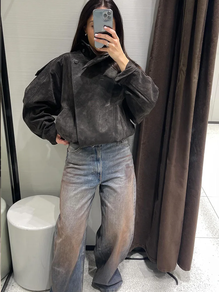 

HH Women's Winter High Street Loose Coats Solid Turn-Down Collar Long Sleeves Pockets Buttons Zipper Female Fashion Jackets 2026