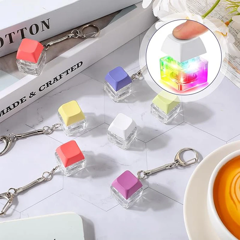 Mechanical Switch Keychain Keyboard Gadget Funny Click Button Led Light Adults Kids Relief Stress Toy Fidget Autism Relief Toys