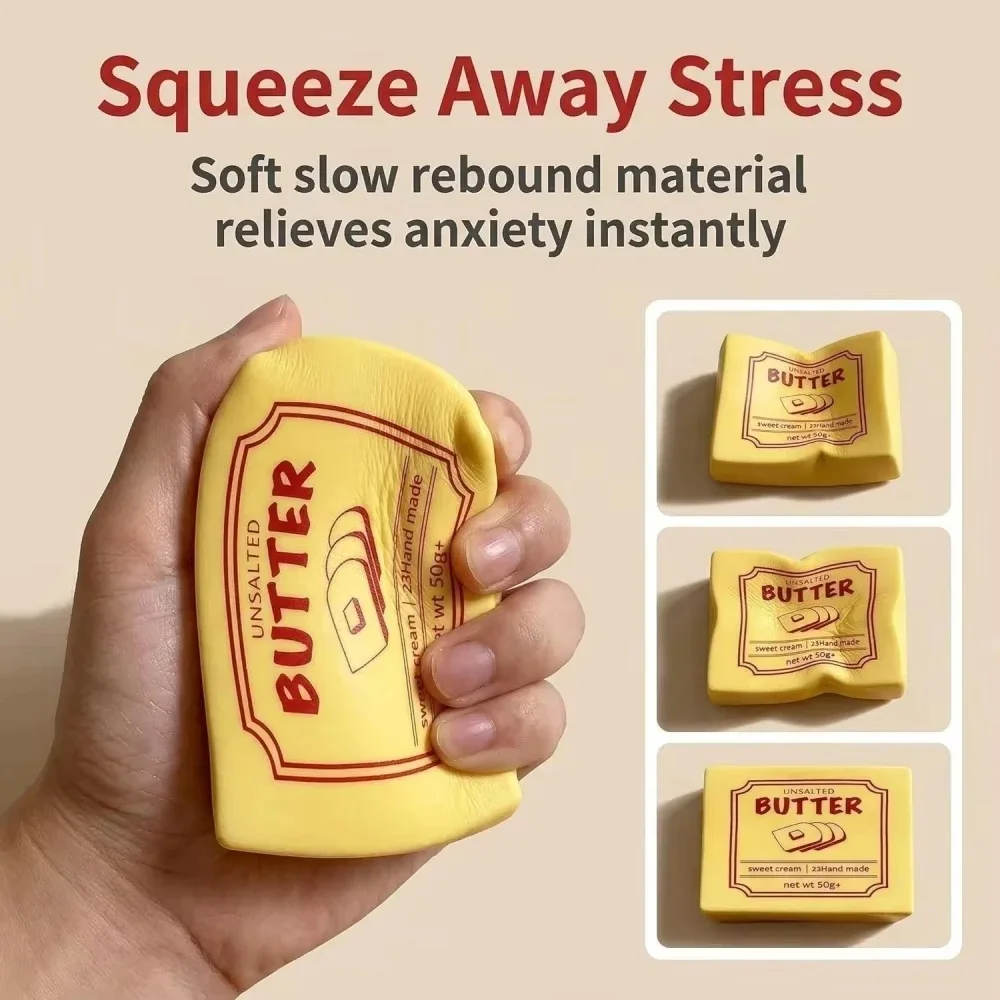 

Simulated Butter Block Squishy Toy, Slow Rising Soft Squeeze Fidget Toy, Stress Relief Sensory Toy for Autism Relief Gifts