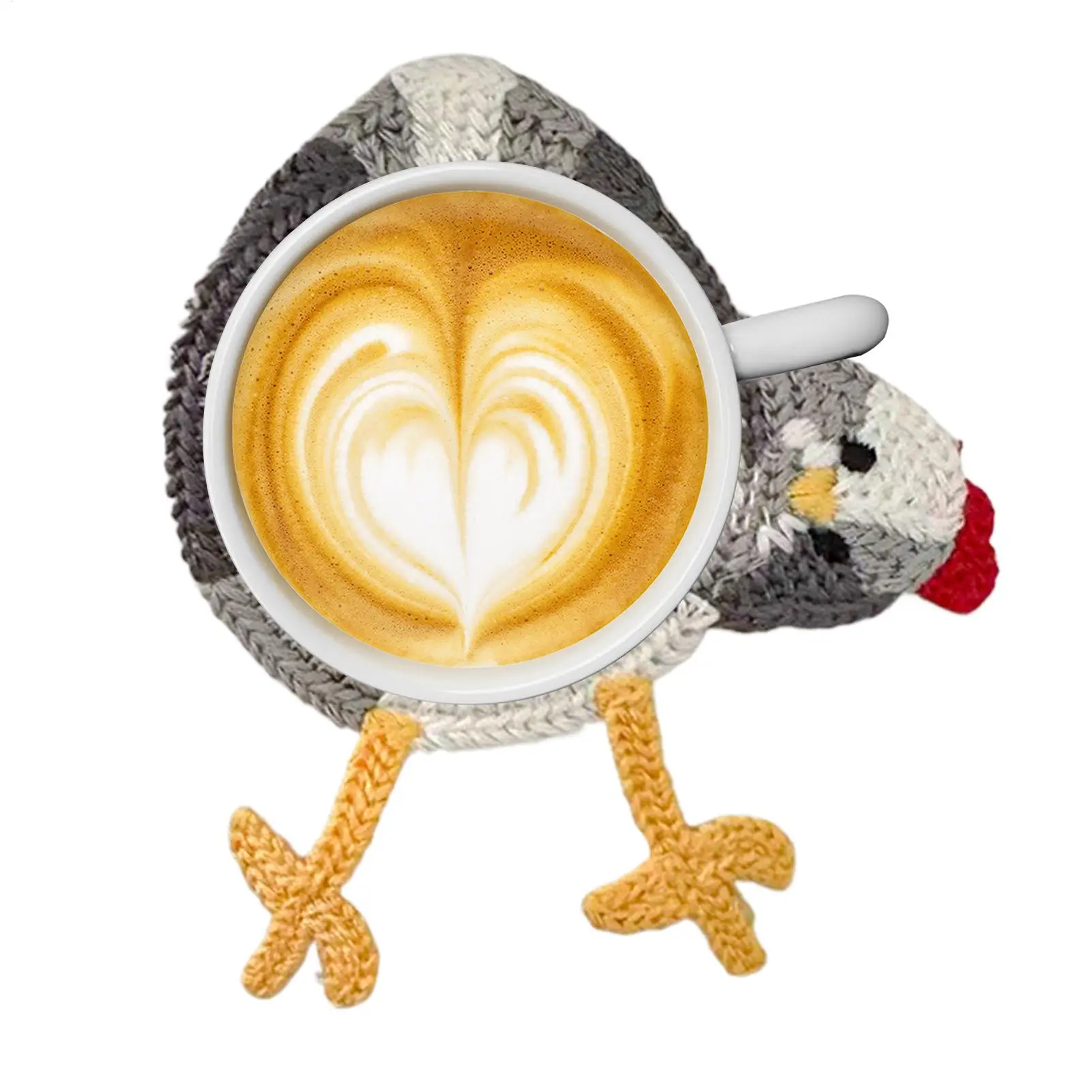 Chicken Coasters Heat Resistant Absorbent Drink Coaster Crochet Style Placemats Double-Layer Fabric for Kitchen Table Desk Bar