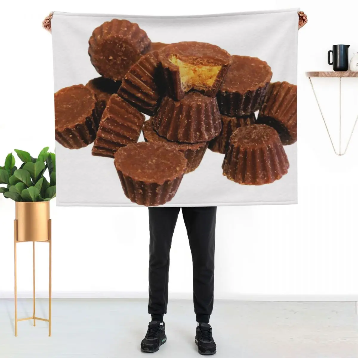 Mini Chocolate and Peanut Butter Treats Throw Blanket Soft Plush Blanket as Housewarming Gift