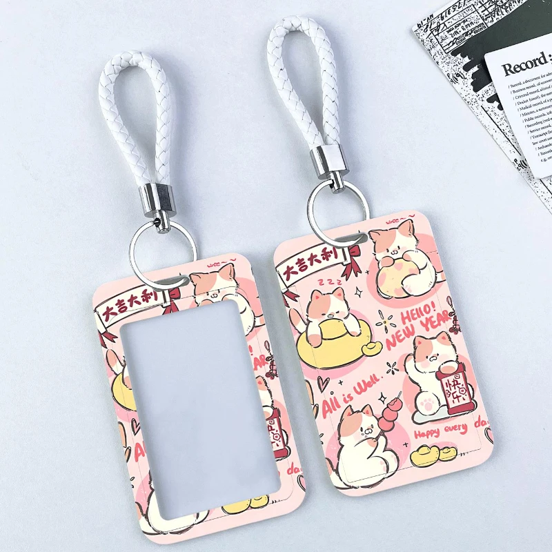 Cute Kitten Student Campus Lanyard Cards Holder Bank Business Work Card Holder Credit ID Card Badge Bag Keychain Photo Sleeves