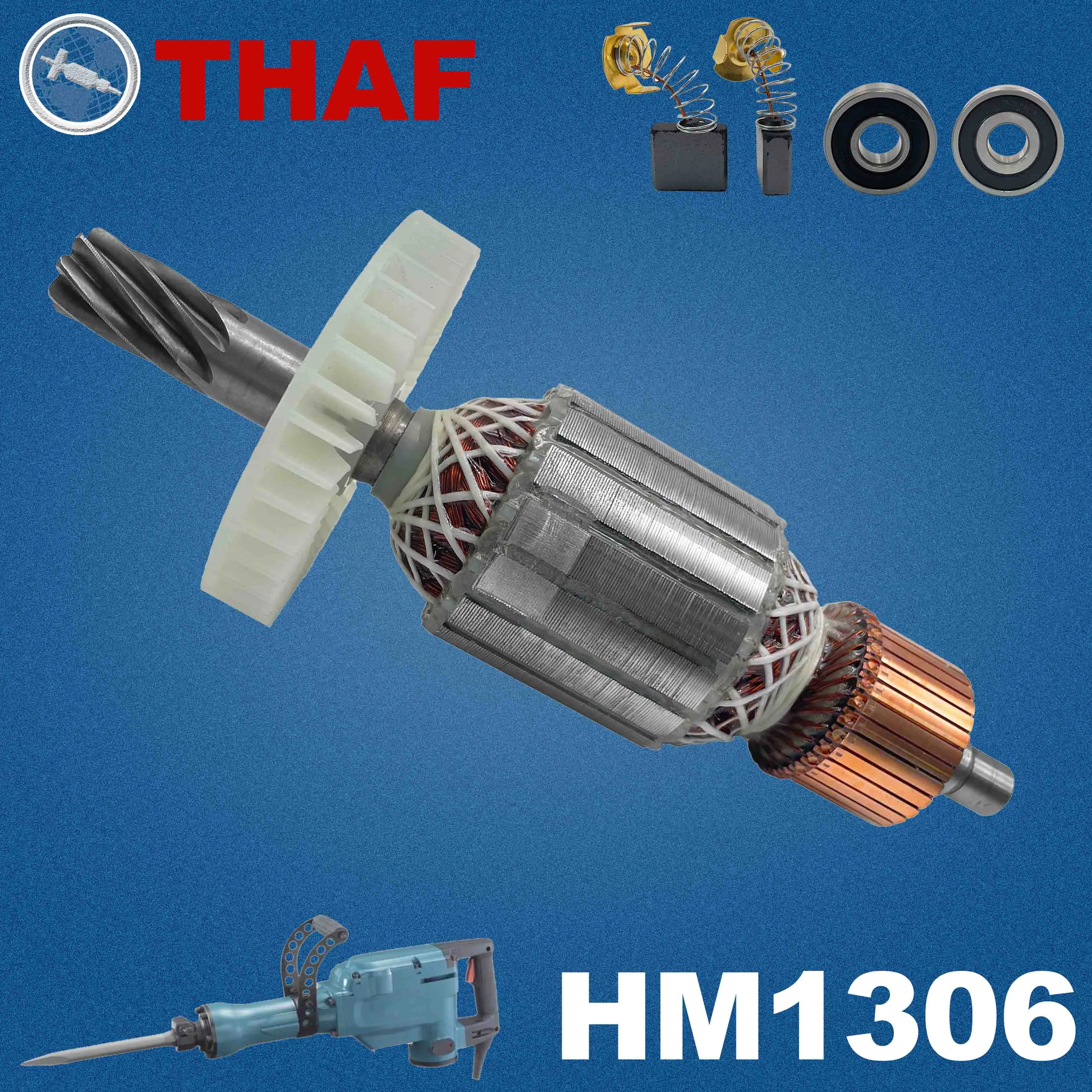AC 220V 240V HM1306 Armature Rotor For MAKITA Jackhammer Spare Parts Demolition Hammer Breaker 517773-3