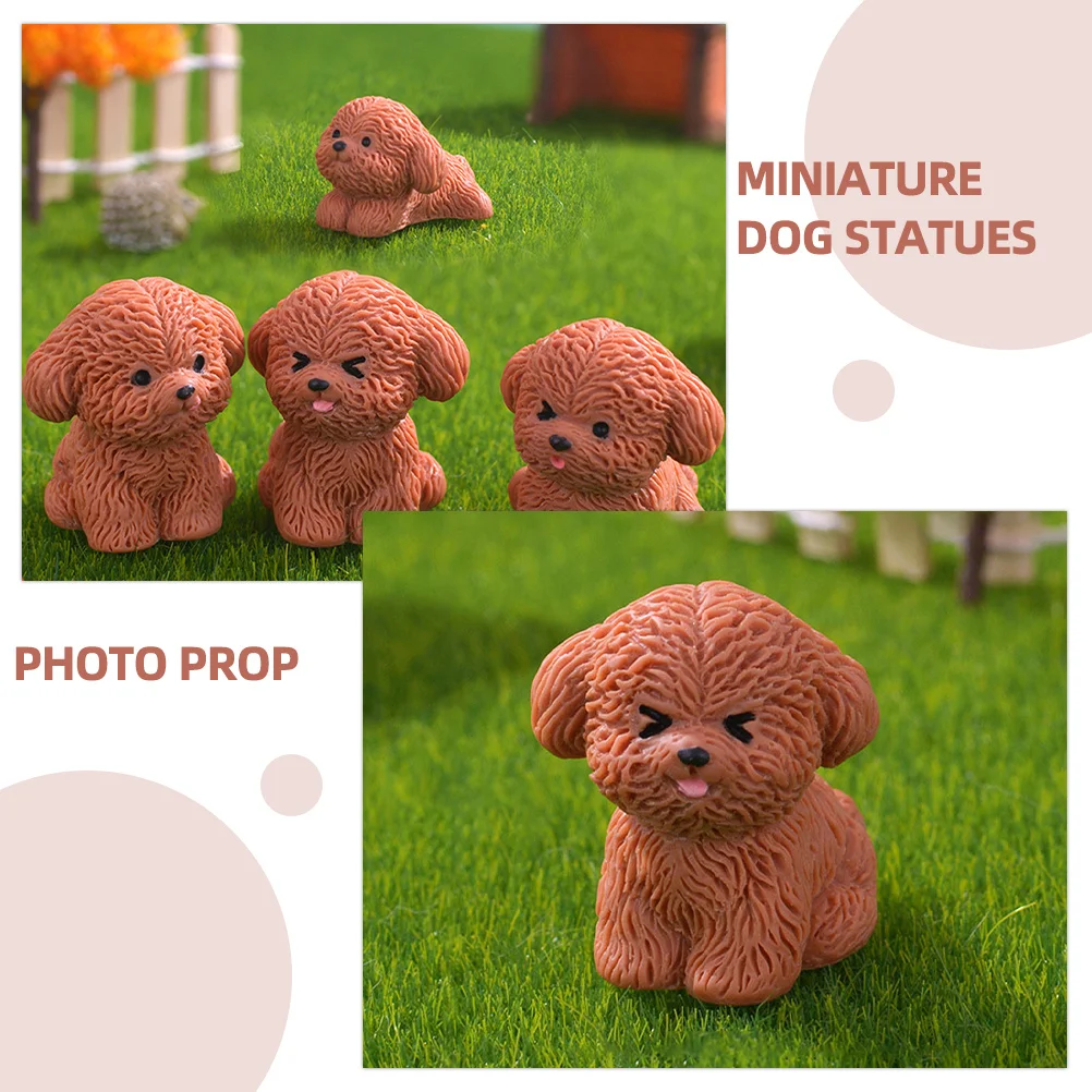 

4pcs Mini Dog For Kids Decoration Mini Dog Resin Lifelike Animal For Kids Outdoor Garden Home Decor Adornment