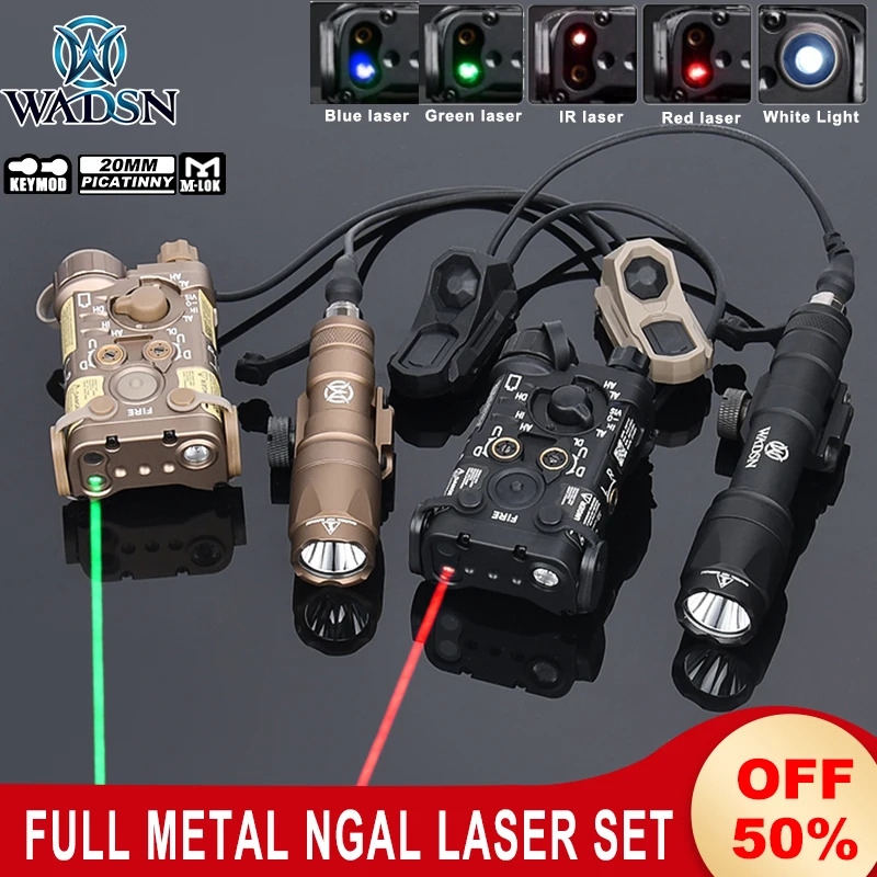 

WADSN Full Metal NGAL Laser Red Green Blue IR Sight Tactical M300A Flashlight Airsoft Hunting L3-NGAL Set UNAXON Pressure Switch