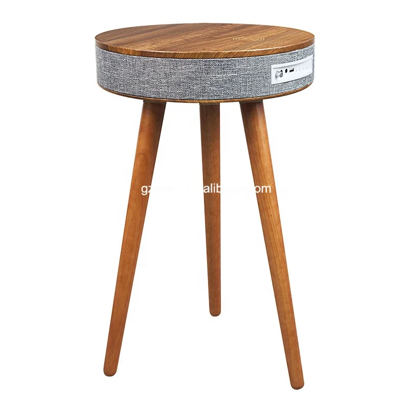 Factory Wood Night Stand Wireless Smart Speaker Coffee Blue Tooth Speaker