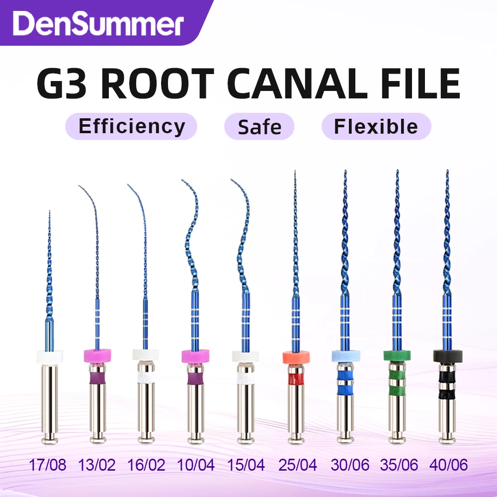 DenSummer Dental Rotary Endodontic Files 04 06 Taper, Heat Activated Needle Files for Root Canal Cleaning and Treatment