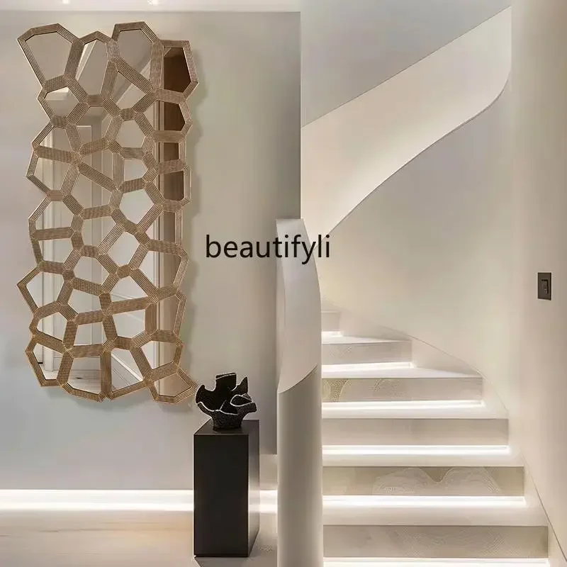 03.z.Simple decorative mirror living room background wall French wall-mounted mirror entrance wall-mounted