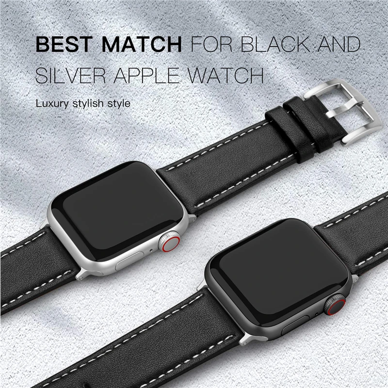 Genuine Leather Strap for apple watch band 42mm 44mm 45mm 49mm 38mm 40mm 41mm Man Woman Bracelet iwatch ultra 8 7 6 5 4 se band