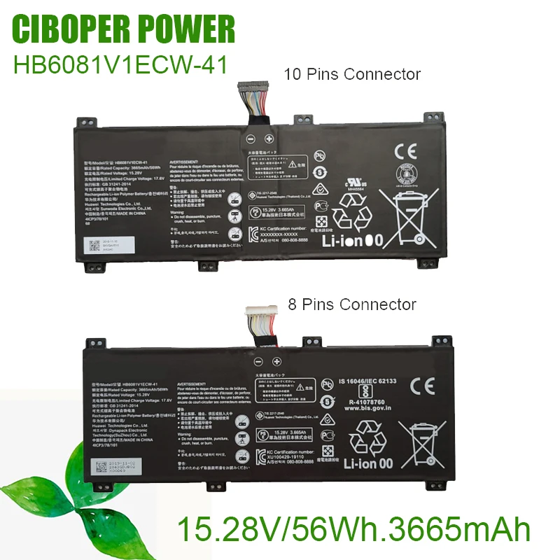 

CIBOPER POWER Battery HB6081V1ECW-41 15.28V/56Wh/3665mAh For MagicBook Pro 2020,10210U,V700,MateBook D 16,HLY-W19RP,HBL-W19 W29