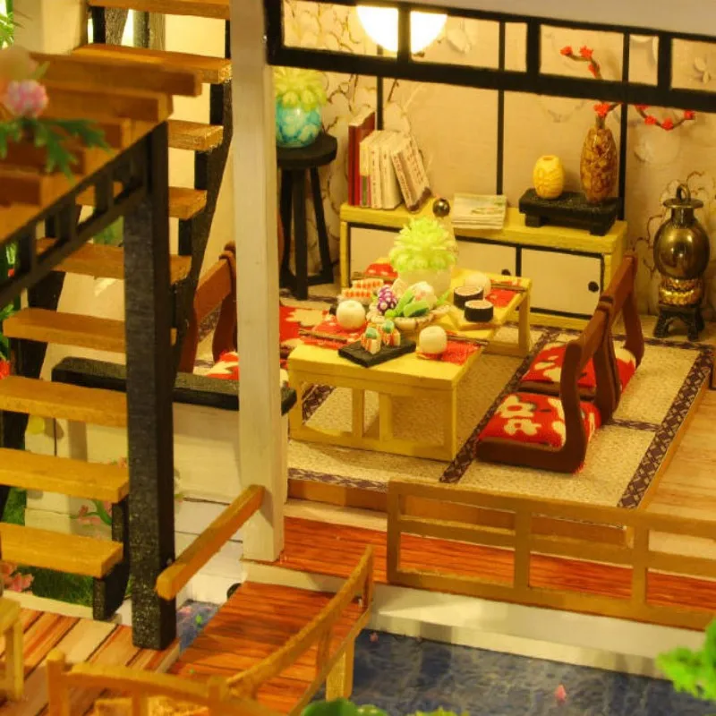 مجموعات بيت الدمى DIY للبالغين منزل خشبي مصغر كبير مع أثاث مصنوع يدويًا لتجميع النماذج كهدية لديكور المنزل #3