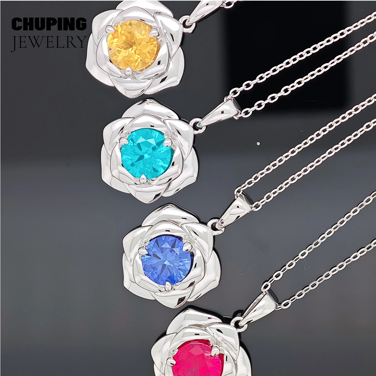 

ChuPing Topaz Paraiba Ruby Sapphire S925 Серебряный кулон для женщин Классические вечерние ювелирные изделия Подарок на День святого Валентина или день рождения
