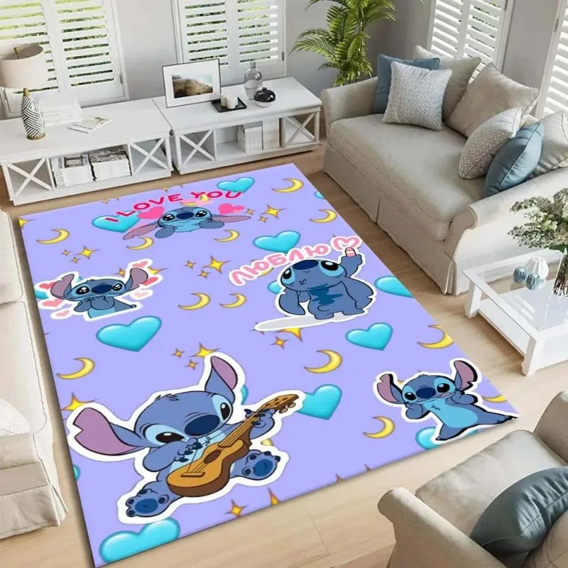 Disney Stitch 3D Anime Large Area Rugs Carpets Home Living Rooms Children's Bedroom Sofa Doormat Floor Non-slip Mats 120x160cm