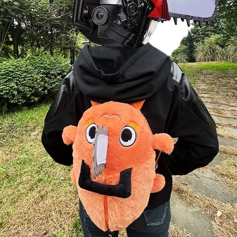 40Cm Chainsaw Man Pochita Modeling Plush Filling Zipper Backpack Adjustable Shoulder Straps Portable Travel Bag Graduation Gifts