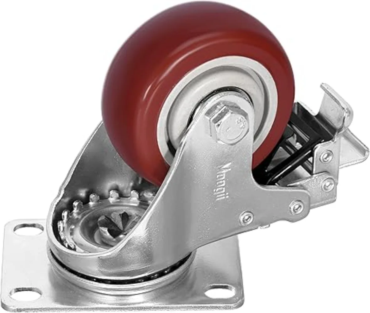 4Pcs 4 inch Caster Wheel Heavy Universal 360° Swivel Silent Brake Wheels Caster Furniture Wear Platform Trolley Household