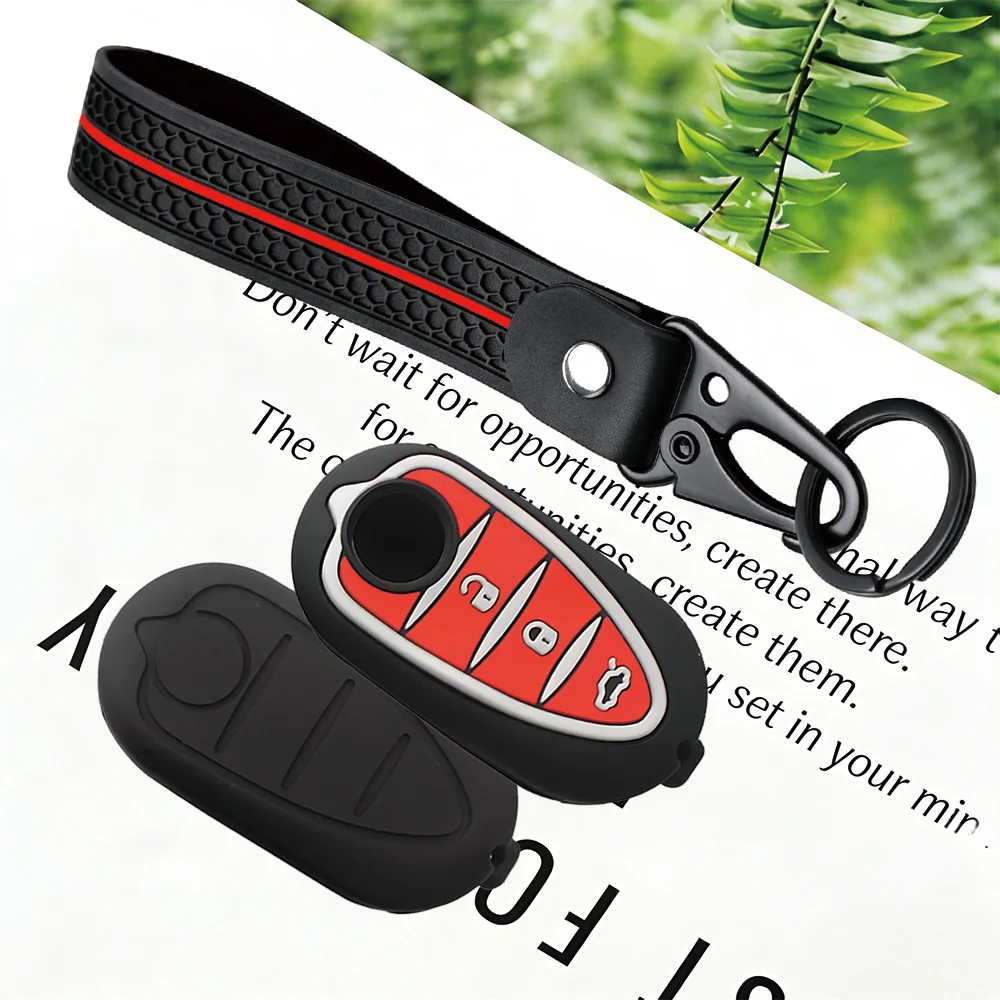 Modern Honeycomb Silicone Car Fob Sleeve WithKeychain for Alfa Romeo Giulietta MiTo Junior 4C 159 GTO GTA Remote Key Case Holder